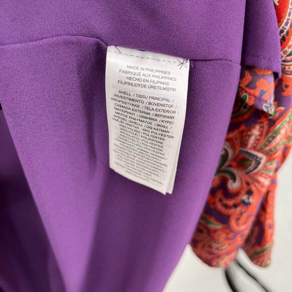 Lauren Ralph Lauren Double Faced Georgette Wrap Dress Size 14 Orange Print - Picture 13 of 14